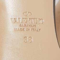 Pre Owned Valentino Black Leather Rockstud Strappy Slingback Sandals Size 38