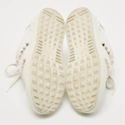 Pre Owned Valentino White Leather Rockstud Low Top Sneakers Size 36