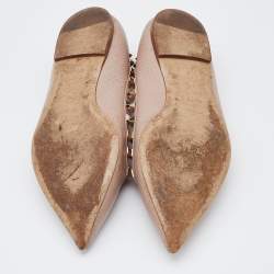 Pre Owned Valentino Pink Leather Rockstud Ballet Flats Size 38.5