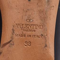 Pre Owned Valentino Black Leather Coin Embellished Pointed Toe Ballet Flats Size 38