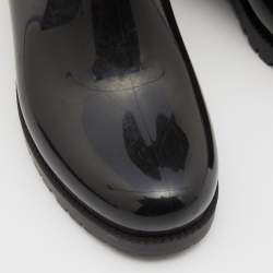Pre Owned Valentino Black Rubber Rockstud Rain Boots Size 37
