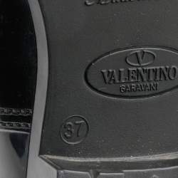 Pre Owned Valentino Black Rubber Rockstud Rain Boots Size 37