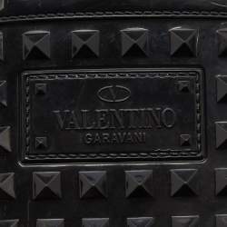 Pre Owned Valentino Black Rubber Rockstud Rain Boots Size 37