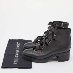 Pre Owned Valentino Black Leather Ankle Boots Size 38