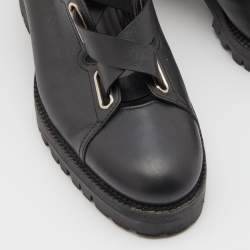 Pre Owned Valentino Black Leather Ankle Boots Size 38