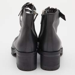 Pre Owned Valentino Black Leather Ankle Boots Size 38