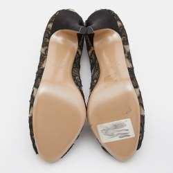 Pre Owned Valentino Black Lace and Satin Peep Toe Pumps 39