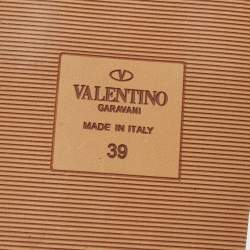 Pre Owned Valentino Gold Leather and PVC Rockstud Flat Slides Size 39