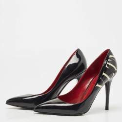 Pre Owned Valentino Black Patent Leather VLTN Pumps Size 38