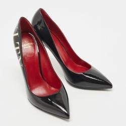 Pre Owned Valentino Black Patent Leather VLTN Pumps Size 38
