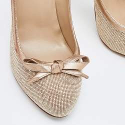 Pre Owned Valentino Pink Leather Crystal Embellished Pumps Size 39