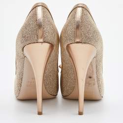 Pre Owned Valentino Pink Leather Crystal Embellished Pumps Size 39