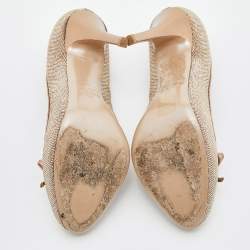 Pre Owned Valentino Pink Leather Crystal Embellished Pumps Size 39