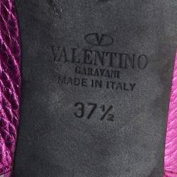 Pre Owned Valentino Metallic Pink Leather Rockstud Ankle Strap Pumps Size 37.5