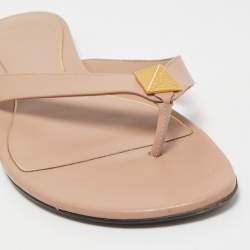 Pre Owned Valentino Dusty Pink Leather Roman Stud Flats Size 40