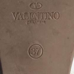 Pre Owned Valentino Black Lace and Leather Espadrille Wedges Sandals Size 37