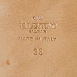 Pre Owned Valentino Burgundy Leather Soul Rockstud Flat Slides Size 36