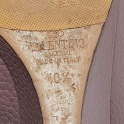 Pre Owned Valentino Purple Leather Rockstud Wedge Pumps Size 40.5