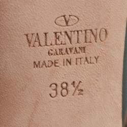 Pre Owned Valentino Dark Green Leather Rockstud Pumps Size 38.5