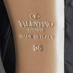 Pre Owned Valentino Black Leather Zip Mid Calf Boots Size 36