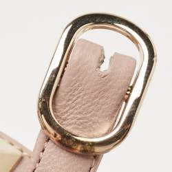 Pre Owned Valentino Beige Leather Rockstud Caged Ankle Strap Pumps Size 39