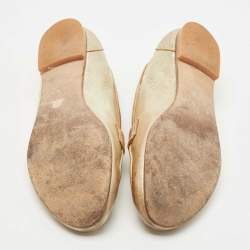 Pre Owned Valentino Gold Leather Penny Loafers Size 39