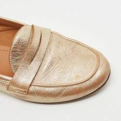 Pre Owned Valentino Gold Leather Penny Loafers Size 39