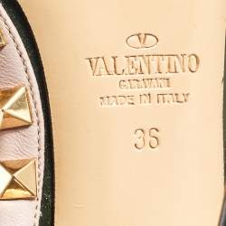 Pre Owned Valentino Green/Pink Patent Leather Rockstud Strappy Pointed Toe Pumps Size 36