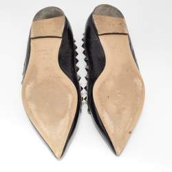 Pre Owned Valentino Black Patent Leather Rockstud Ballet Flats Size 37