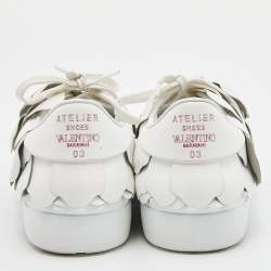 Pre Owned حذاء رياضي فالنتينو أتيليه 03 روز أديشن جلد أبيض مقاس 37