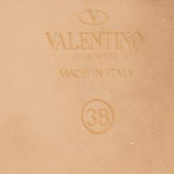 Pre Owned Valentino Purple Leather Rockstud Ankle Strap Espadrille Flats Size 38