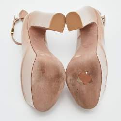 Pre Owned Valentino Dusty Pink Patent Leather Tan-Go Platform Pumps Size 36.5