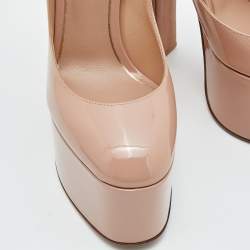 Pre Owned Valentino Dusty Pink Patent Leather Tan-Go Platform Pumps Size 36.5