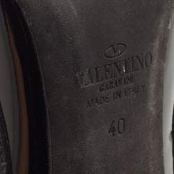 Pre Owned Valentino Black Patent Leather Rockstud Strappy Pointed Toe Pumps Size 40