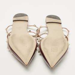 Pre Owned Valentino Burgundy Patent Leather Rockstud Mules Size 39