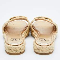 Valentino Beige Raffia Escape V logo Espadrille Flats Size 36