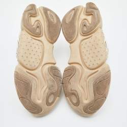 Pre Owned Valentino Beige Suede, Leather and Mesh Low Top Sneakers Size 36.5