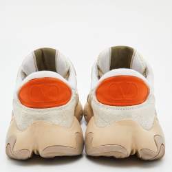 Pre Owned Valentino Beige Suede, Leather and Mesh Low Top Sneakers Size 36.5