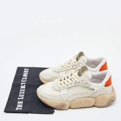 Pre Owned Valentino Beige Suede, Leather and Mesh Low Top Sneakers Size 36.5