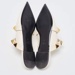 Pre Owned Valentino Cream Leather Roman Stud  Mules  Size 40