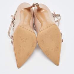 Pre Owned Valentino Beige Leather Love Latch Pumps Size 38