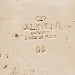 Pre Owned Valentino Black Leather Rockstud  Flat Slides Size 38