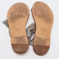 Valentino Grey Velvet Ankle Wrap Flat Sandals Size 37