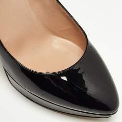 Pre Owned Valentino Black Patent Leather Platform Pumps Size 40
