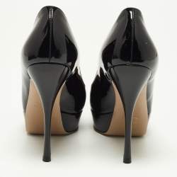 Pre Owned Valentino Black Patent Leather Platform Pumps Size 40