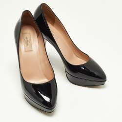 Pre Owned Valentino Black Patent Leather Platform Pumps Size 40