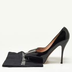 Pre Owned Valentino Black Patent Leather Platform Pumps Size 40