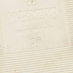 Pre Owned Valentino Cream Leather Roman Stud Flat Slides Size 36