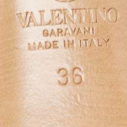 Pre Owned Valentino Navy Blue Leather Escape V logo Slingback Pumps Size 36