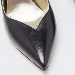 Pre Owned Valentino Black Leather Pointed Toe Pumps Size 37.5